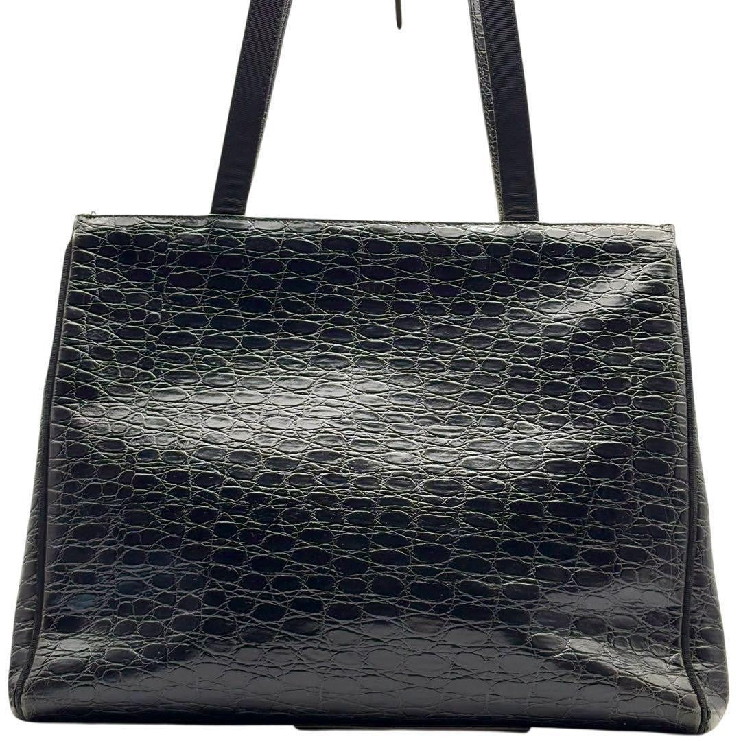 Salvatore Ferragamo Hand Bag Tote Purse Leather Black Authentic