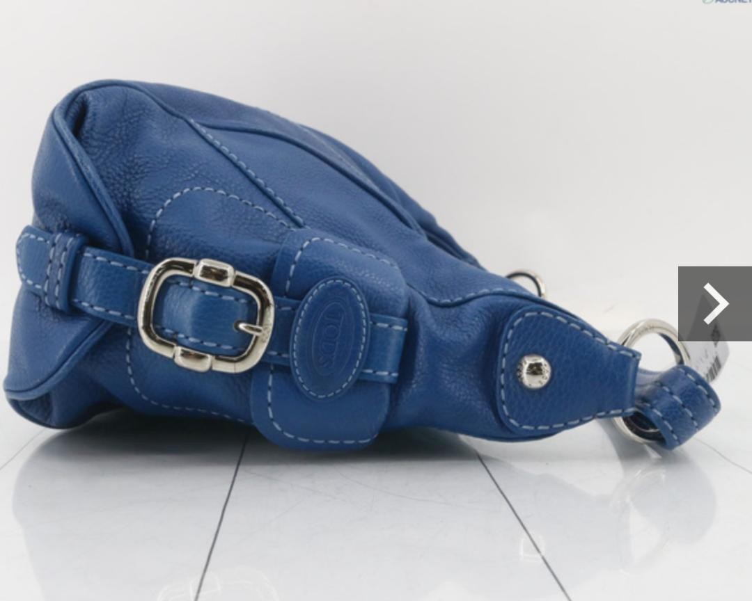 TOD'S Hand Bag Tote Purse Blue Authentic