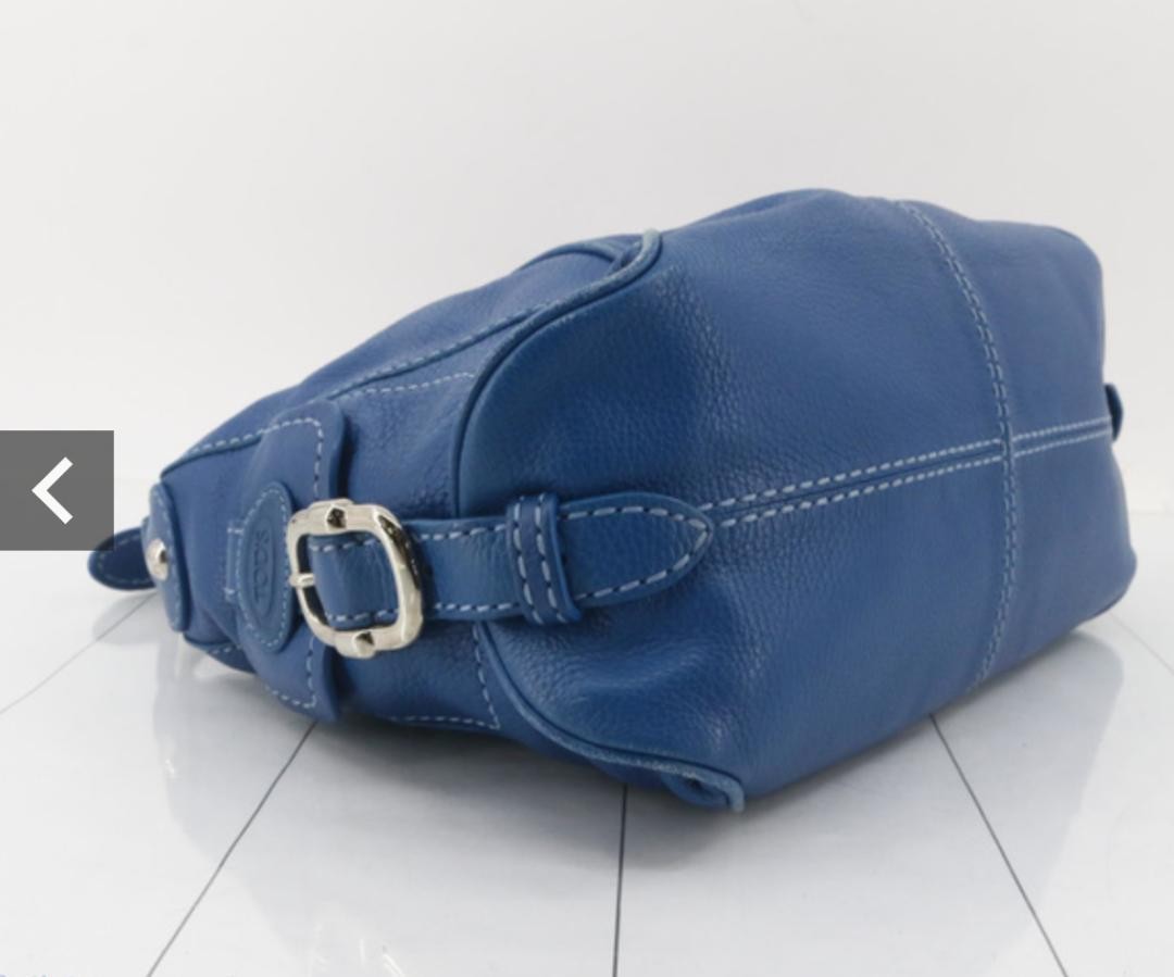 TOD'S Hand Bag Tote Purse Blue Authentic