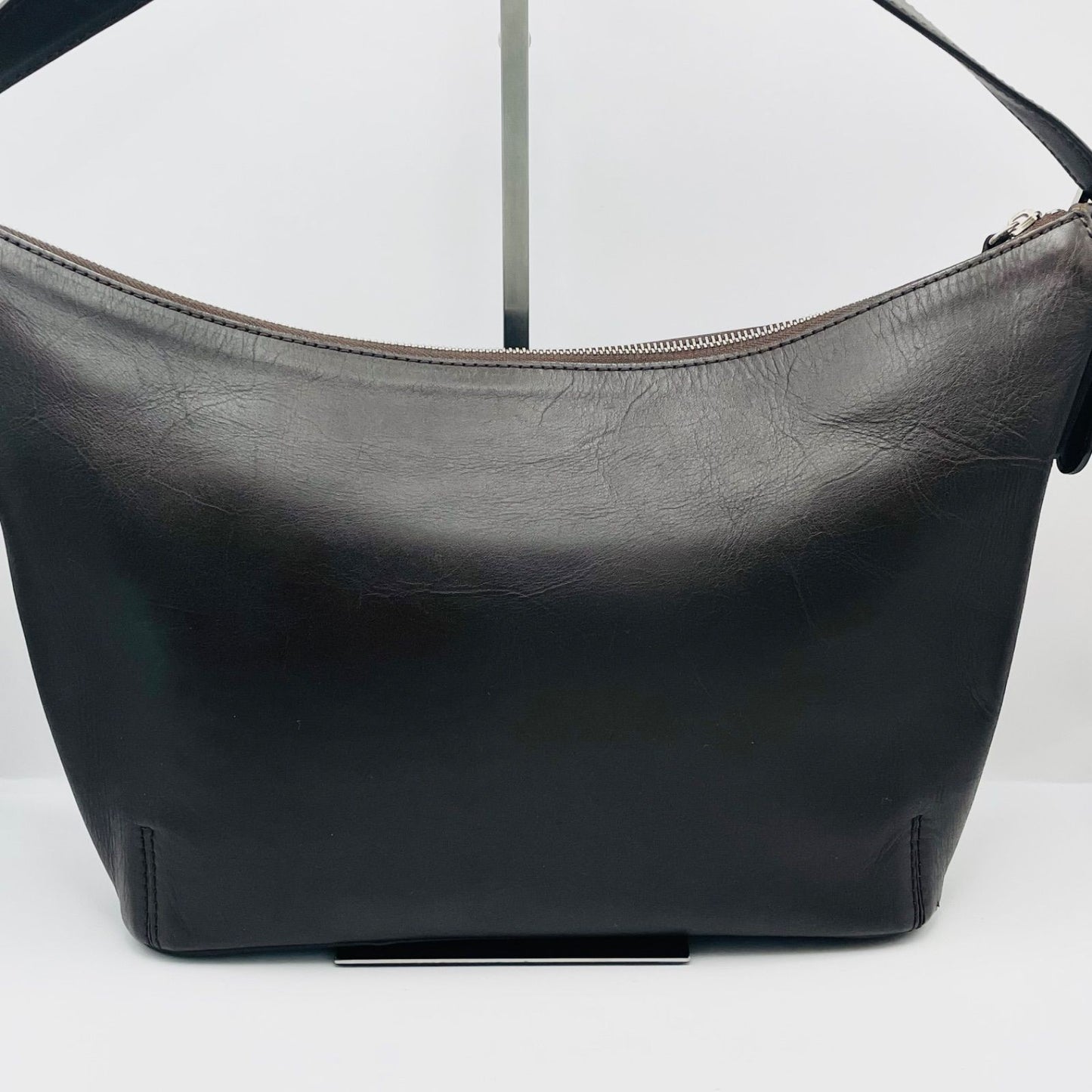 BURBERRY Shoulder Bag Purse Nova Check Leather Dark Brown Authentic