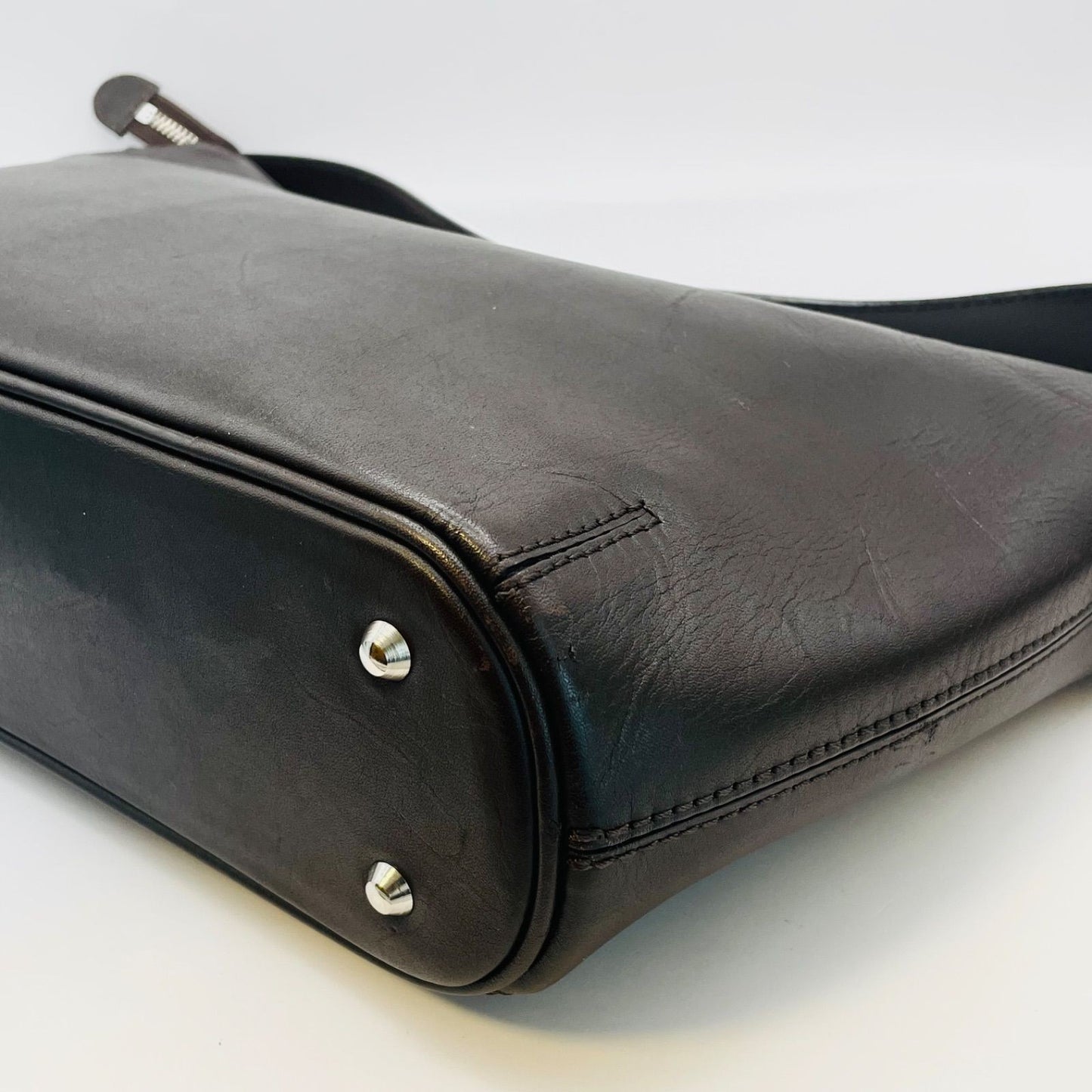 BURBERRY Shoulder Bag Purse Nova Check Leather Dark Brown Authentic