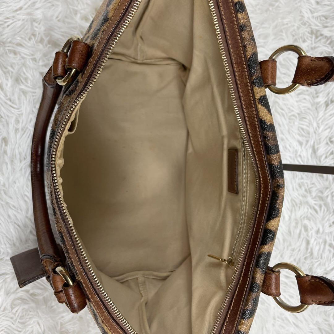 Dolce & Gabbana Hand Bag Tote Purse Leopard PVC Leather Brown Authentic