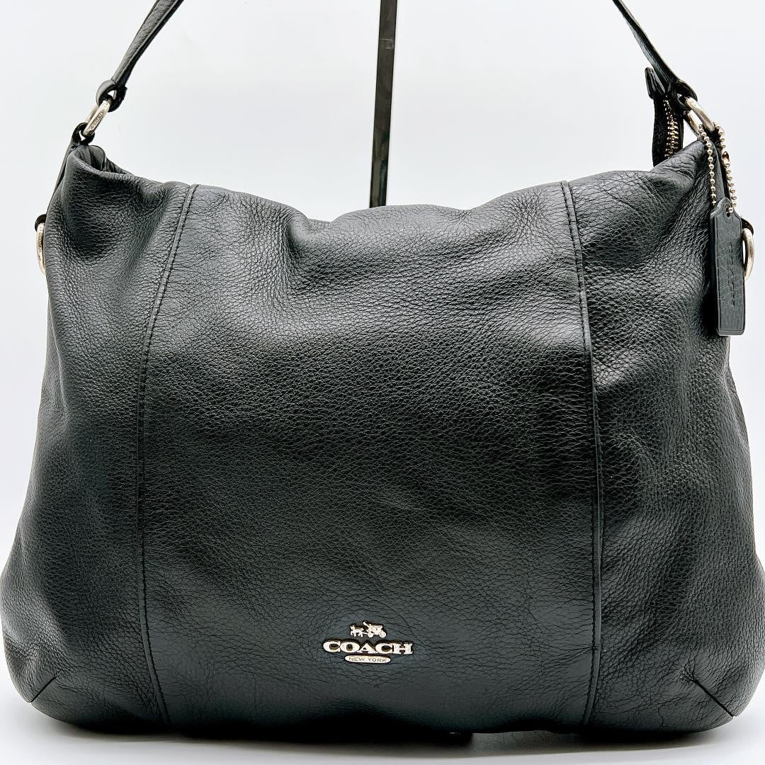 COACH Hand Shoulder Bag Tote Purse 2way Leather Black Authentic