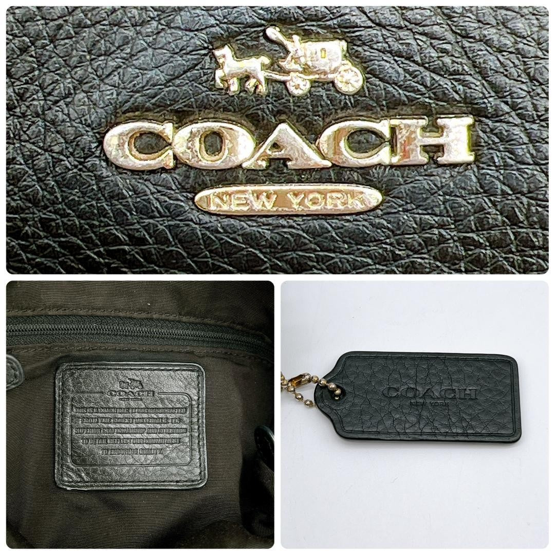 COACH Hand Shoulder Bag Tote Purse 2way Leather Black Authentic