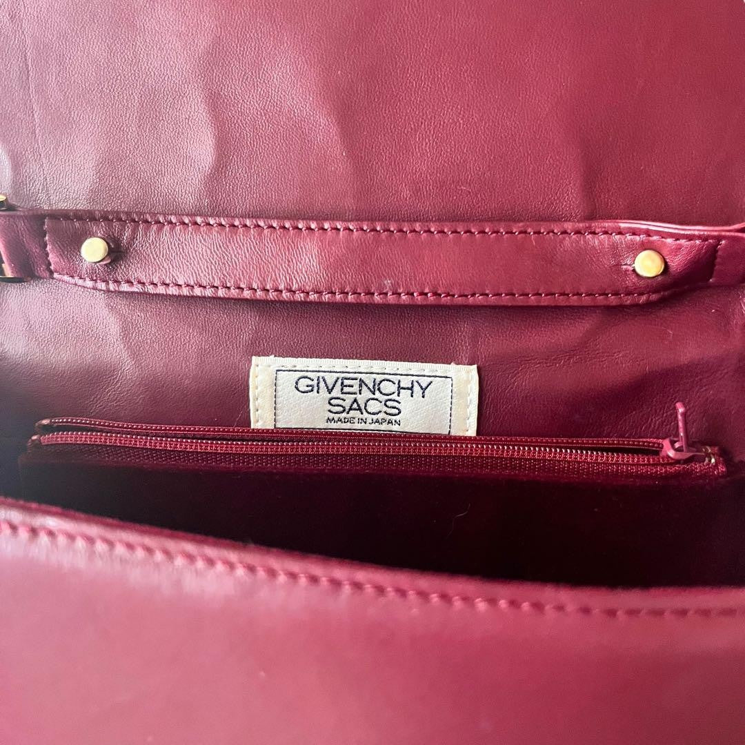 GIVENCHY Shoulder Bag Purse 4G Leather Red Authentic
