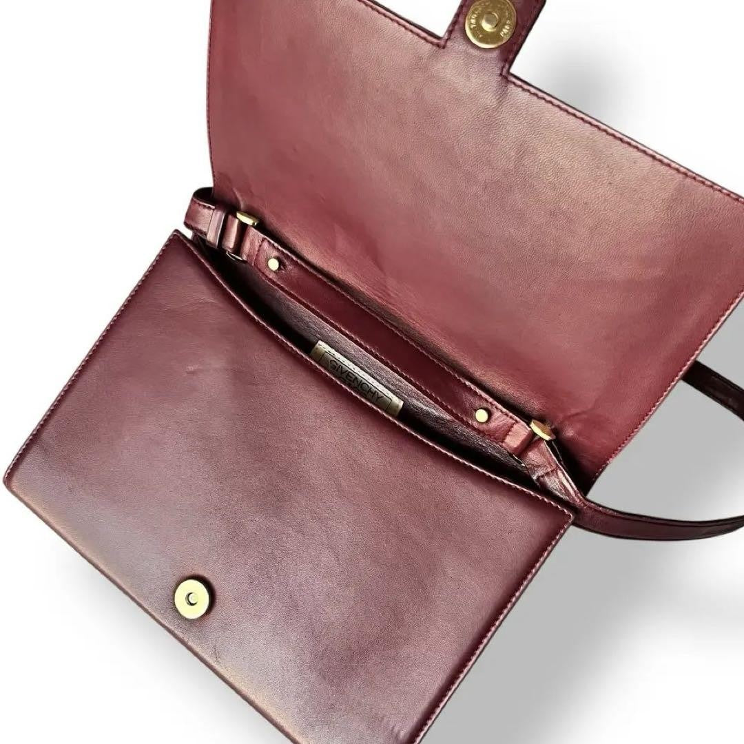 GIVENCHY Shoulder Bag Purse 4G Leather Red Authentic