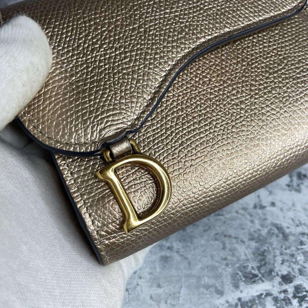 Christian Dior Tri-fold Wallet Compact Purse Saddle Authentic
