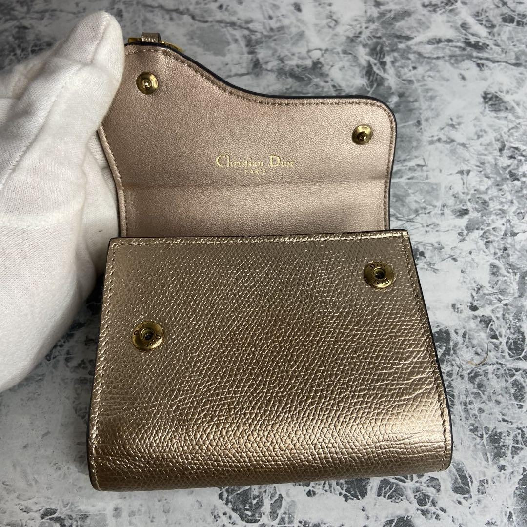 Christian Dior Tri-fold Wallet Compact Purse Saddle Authentic