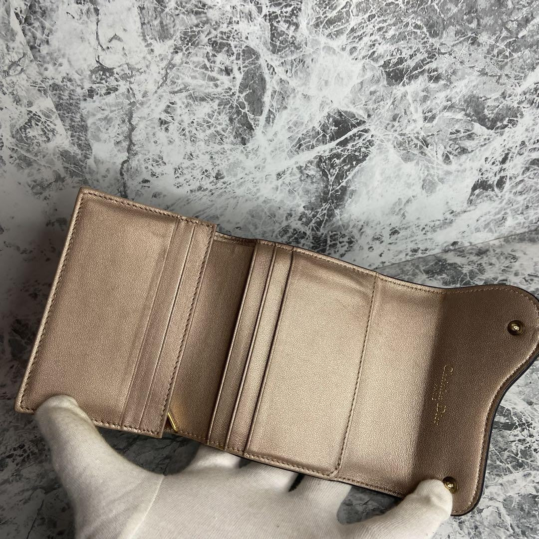 Christian Dior Tri-fold Wallet Compact Purse Saddle Authentic