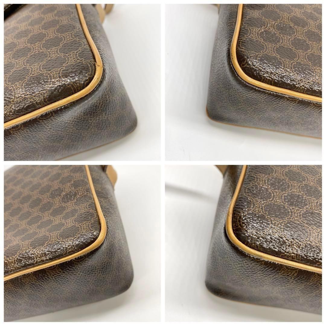 CELINE Shoulder Bag Purse Macadam PVC Leather Brown Authentic