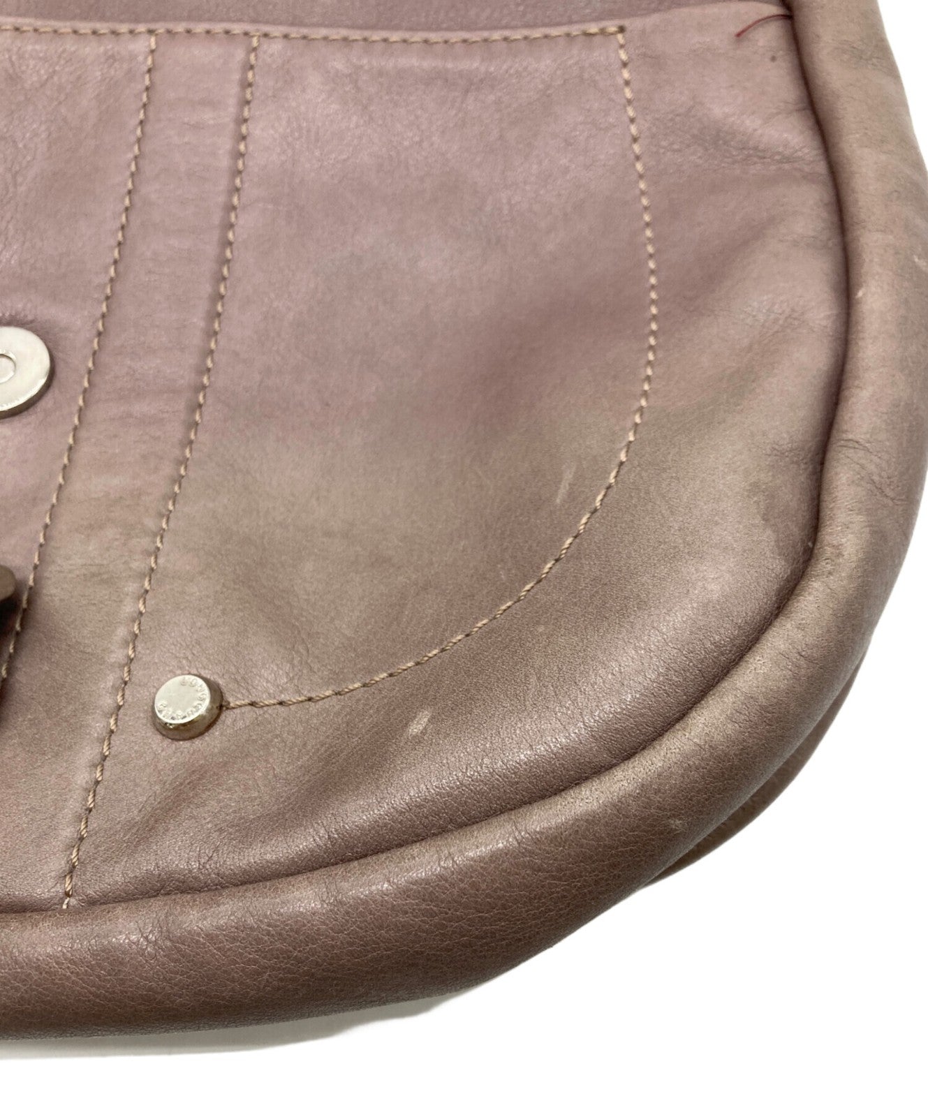 Longchamp Shoulder Bag Purse Leather Purple Authentic