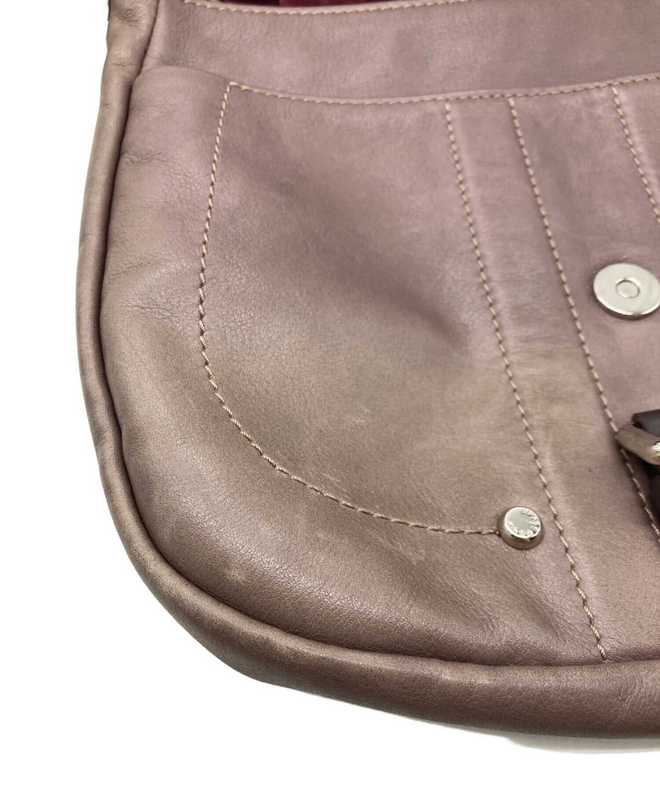 Longchamp Shoulder Bag Purse Leather Purple Authentic