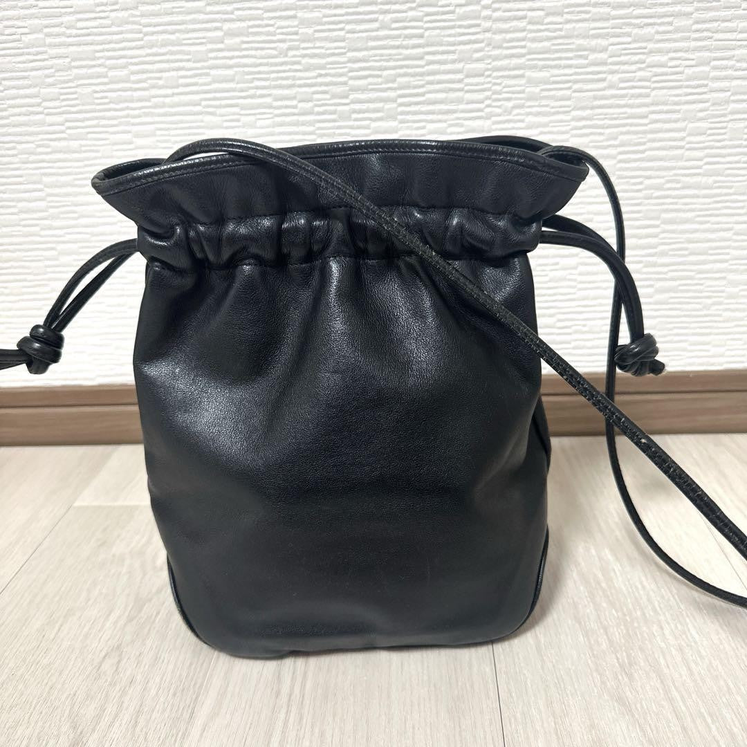Christian Dior Shoulder Bag Purse CD Leather Black Authentic