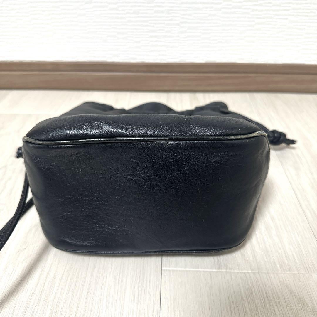 Christian Dior Shoulder Bag Purse CD Leather Black Authentic