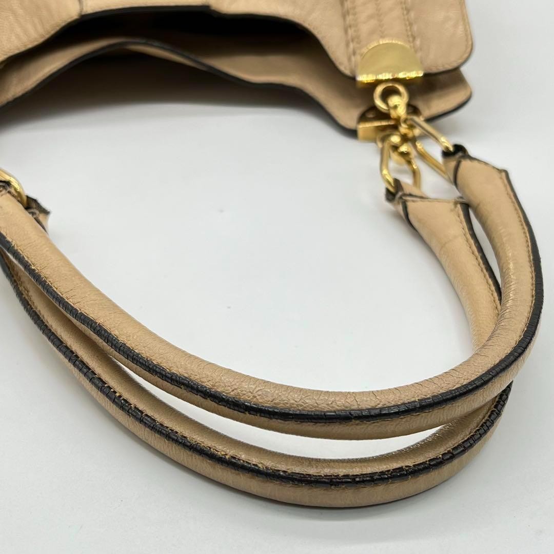 Chloe Hand Bag Tote Purse Leather Beige Authentic