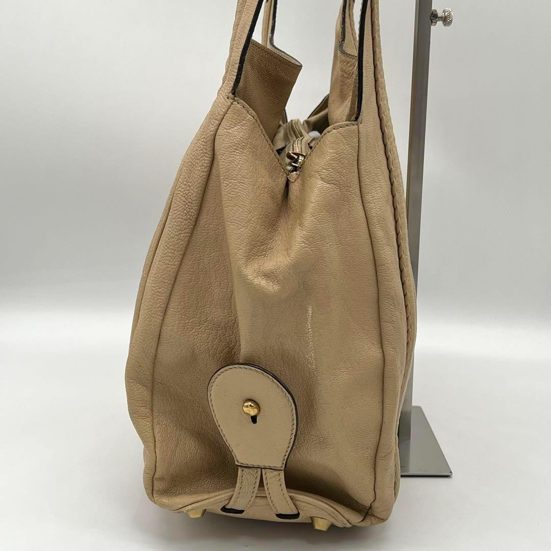 Chloe Hand Bag Tote Purse Leather Beige Authentic