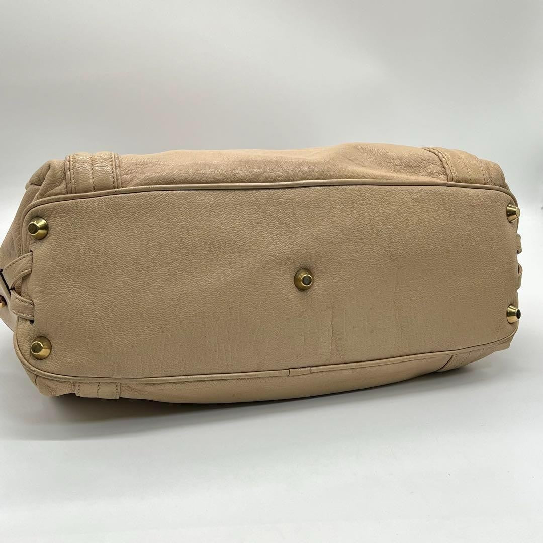 Chloe Hand Bag Tote Purse Leather Beige Authentic