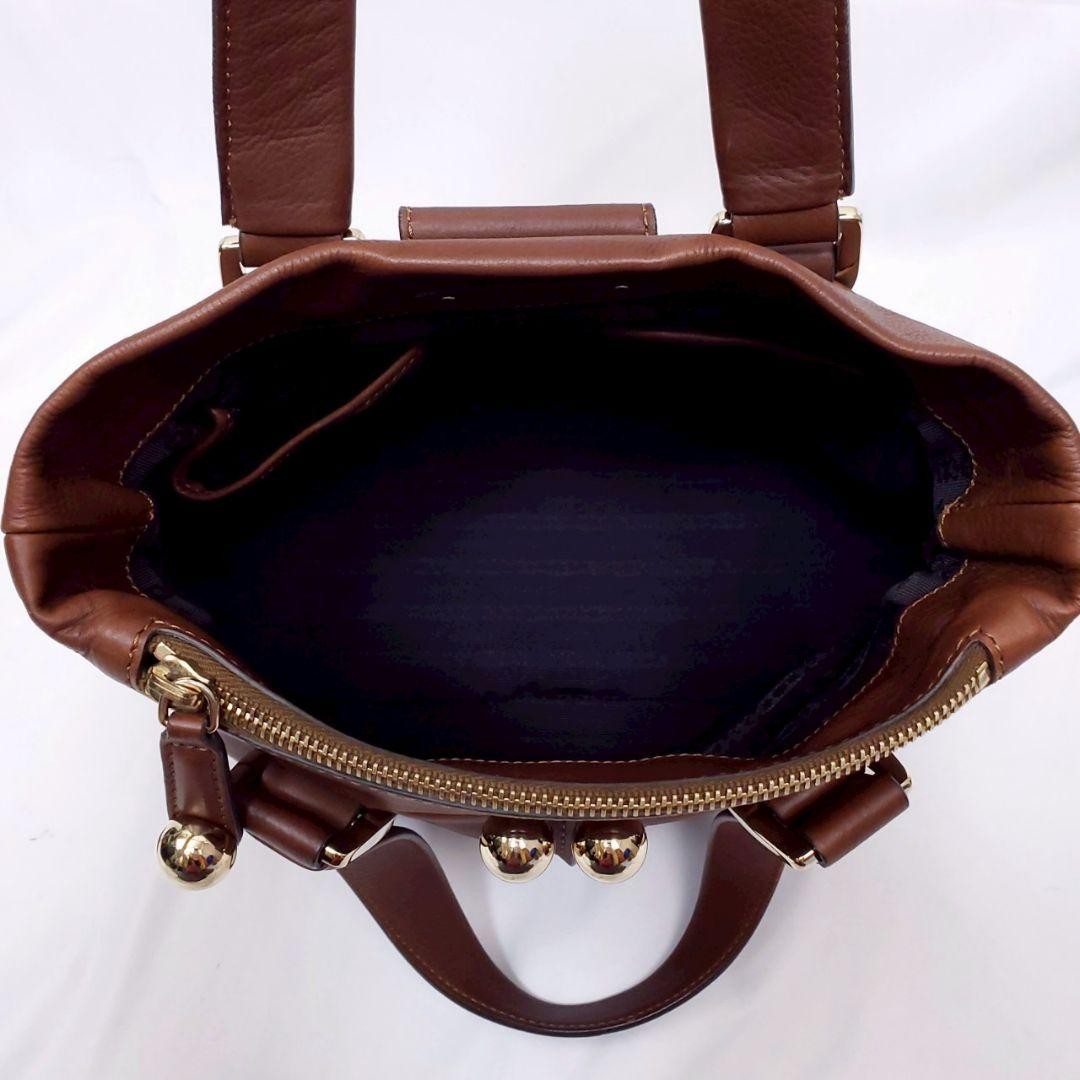 CELINE Hand Bag Tote Purse Leather Brown Authentic