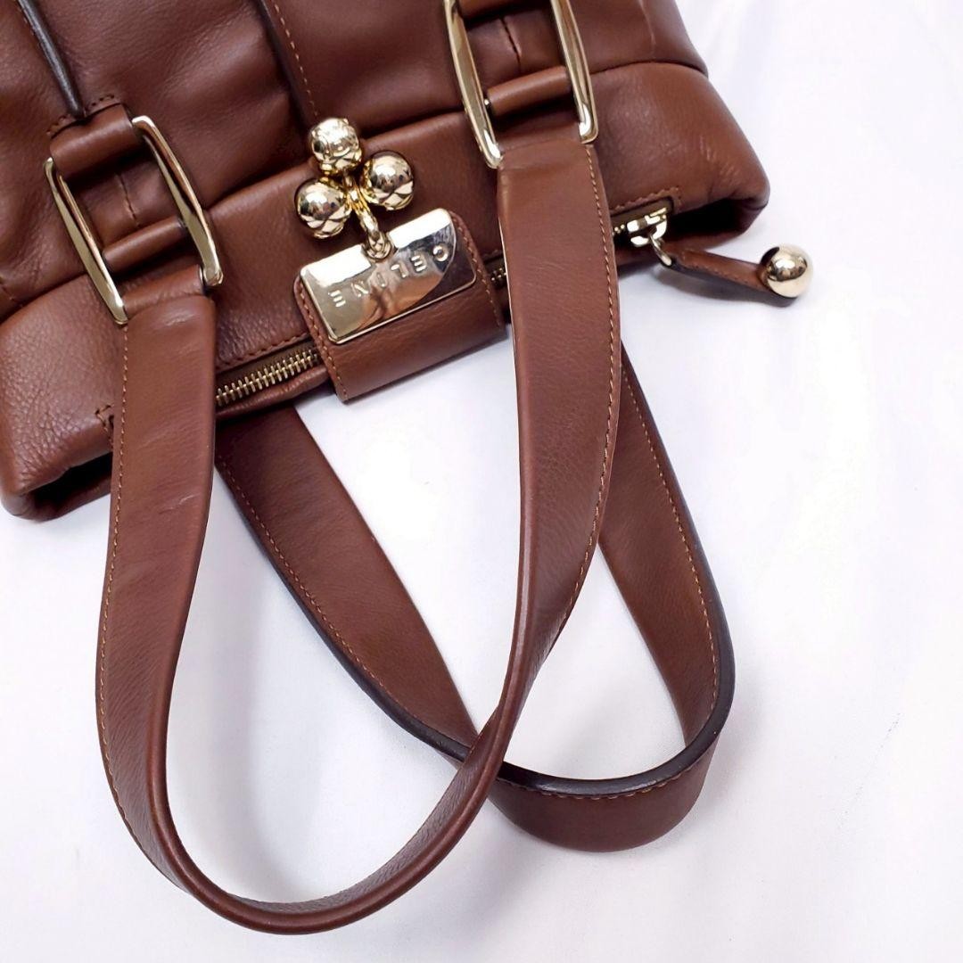 CELINE Hand Bag Tote Purse Leather Brown Authentic