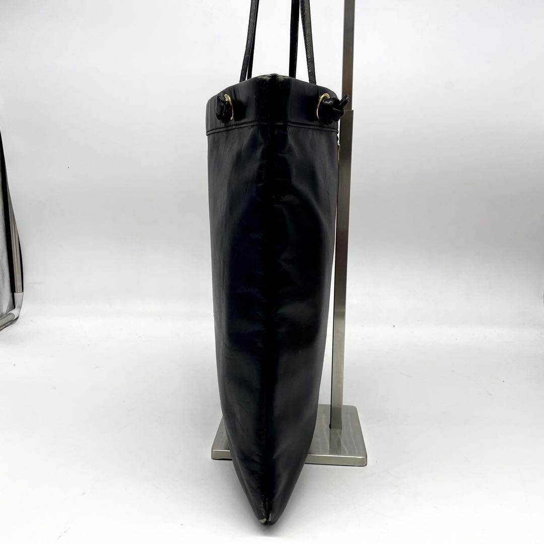 LOEWE Hand Bag Tote Purse Anagram Leather Black Authentic