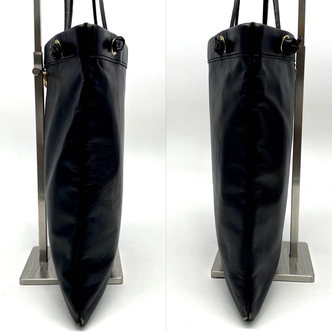 LOEWE Hand Bag Tote Purse Anagram Leather Black Authentic