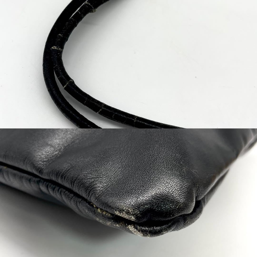 LOEWE Hand Bag Tote Purse Anagram Leather Black Authentic