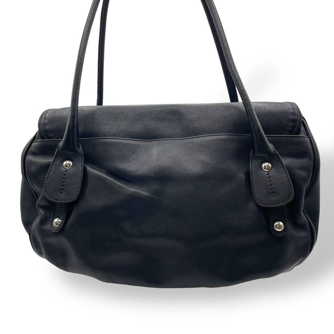Salvatore Ferragamo Hand Bag Tote Purse Gancini Leather Black Authentic