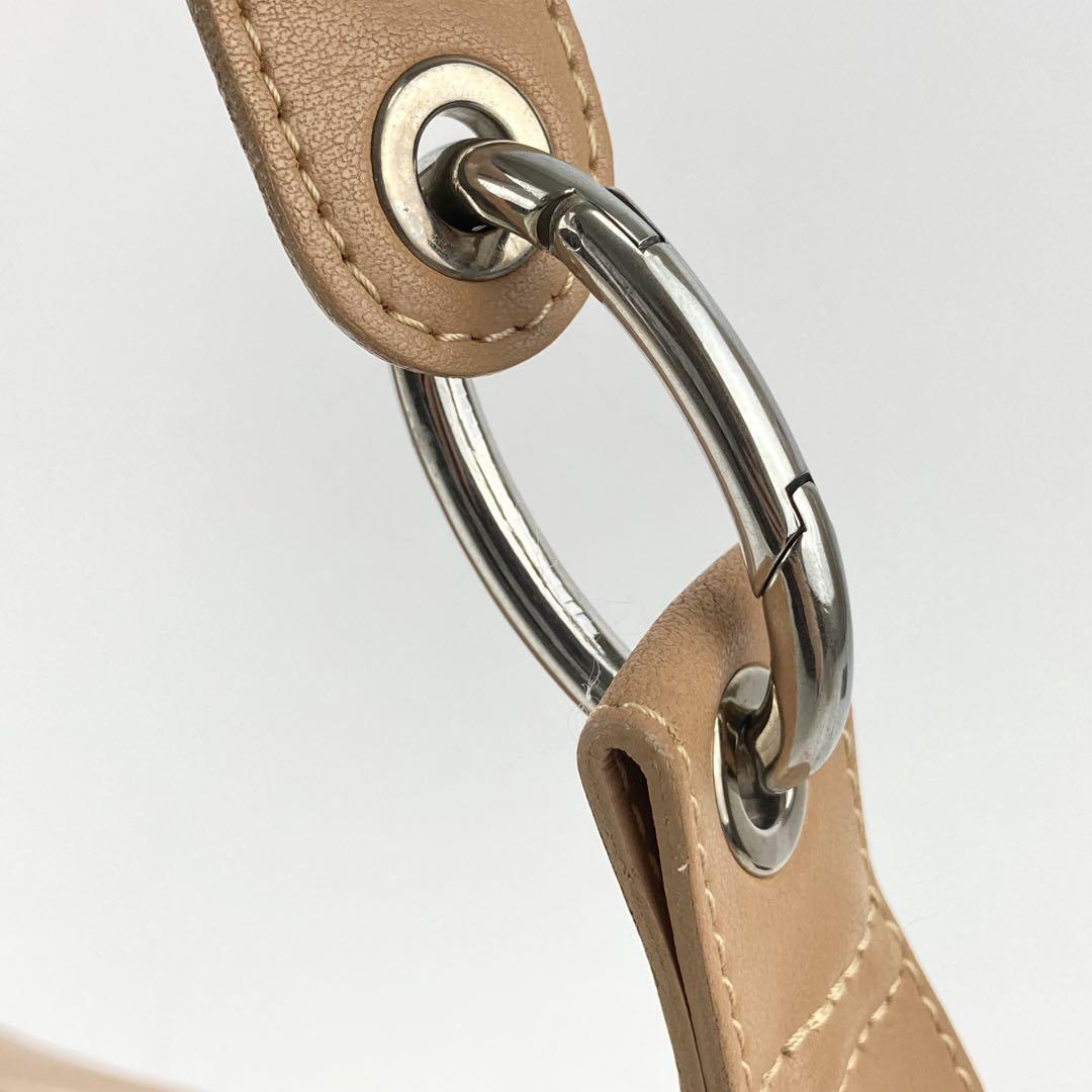 Longchamp Shoulder Bag Purse Leather Beige Authentic