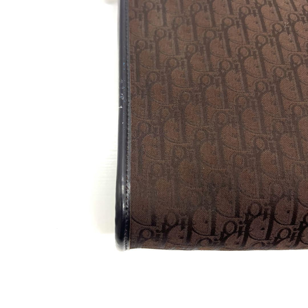 Christian Dior Shoulder Bag Purse Trotter Canvas Leather Brown Authentic