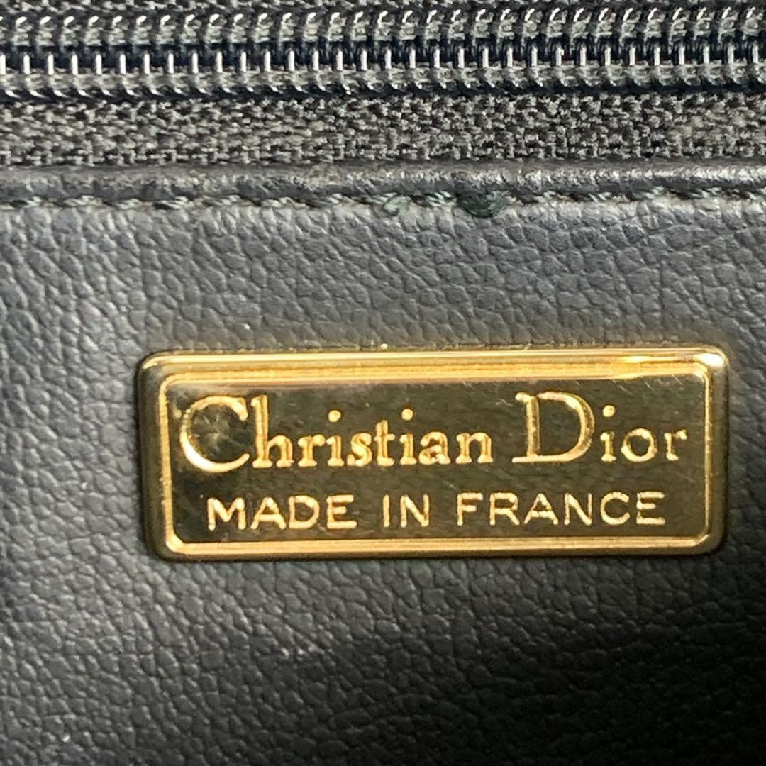 Christian Dior Shoulder Bag Purse CD Leather Navy Authentic