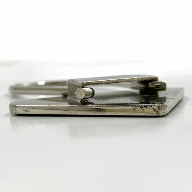 PRADA Key Ring Keychain Bag Charm Logo Silver Metal Authentic