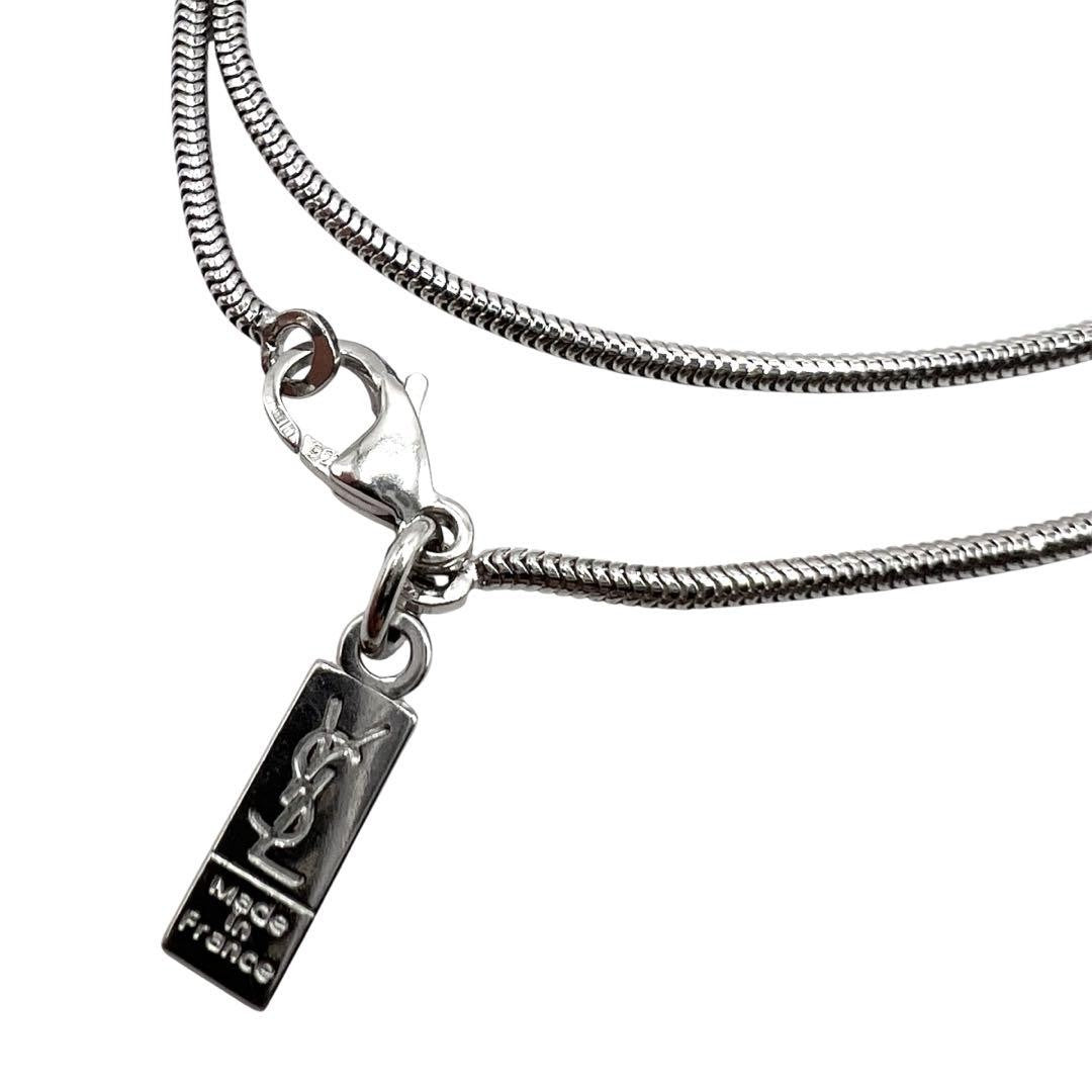 Saint Laurent Necklace Pendant YSL Cassandra Silver Authentic