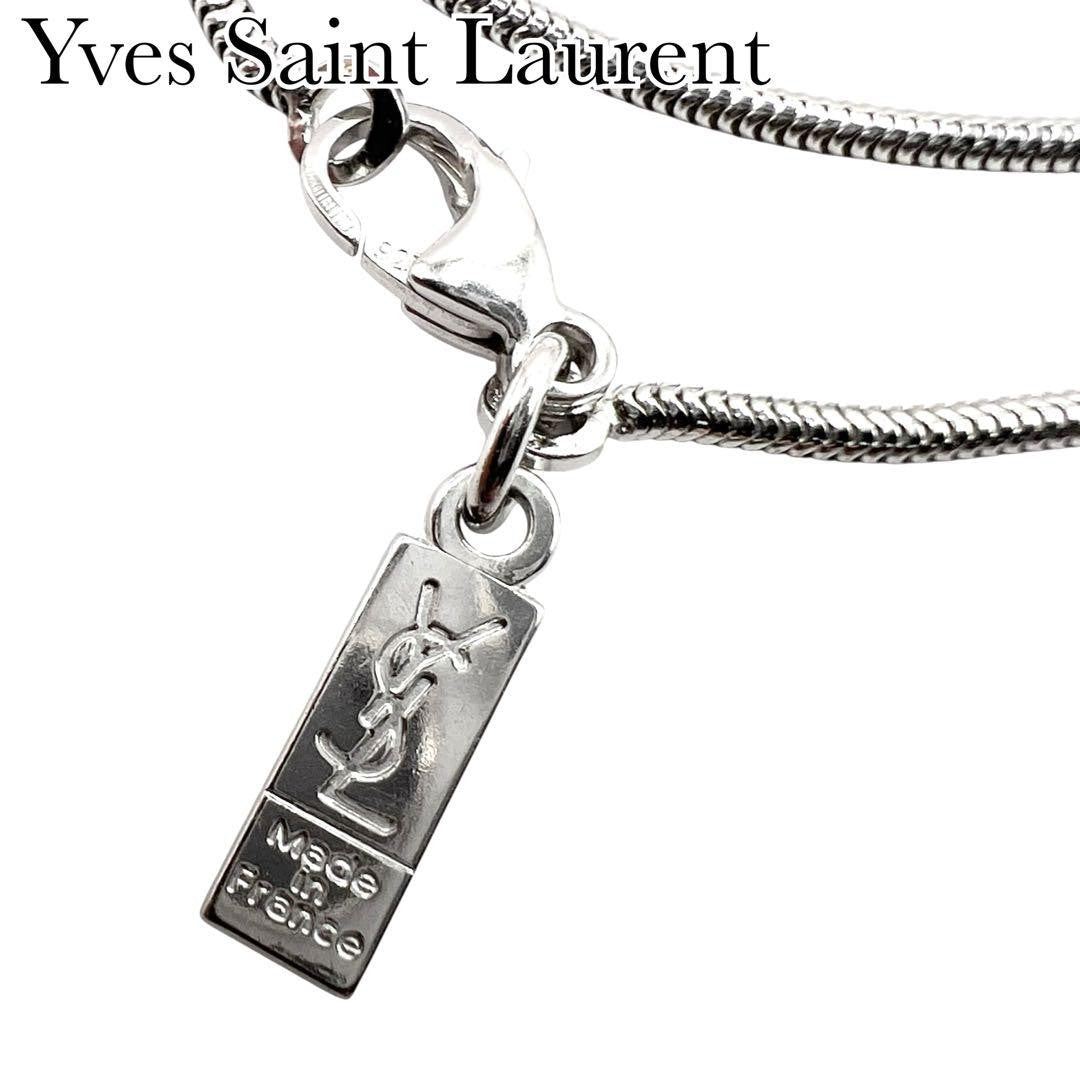 Saint Laurent Necklace Pendant YSL Cassandra Silver Authentic
