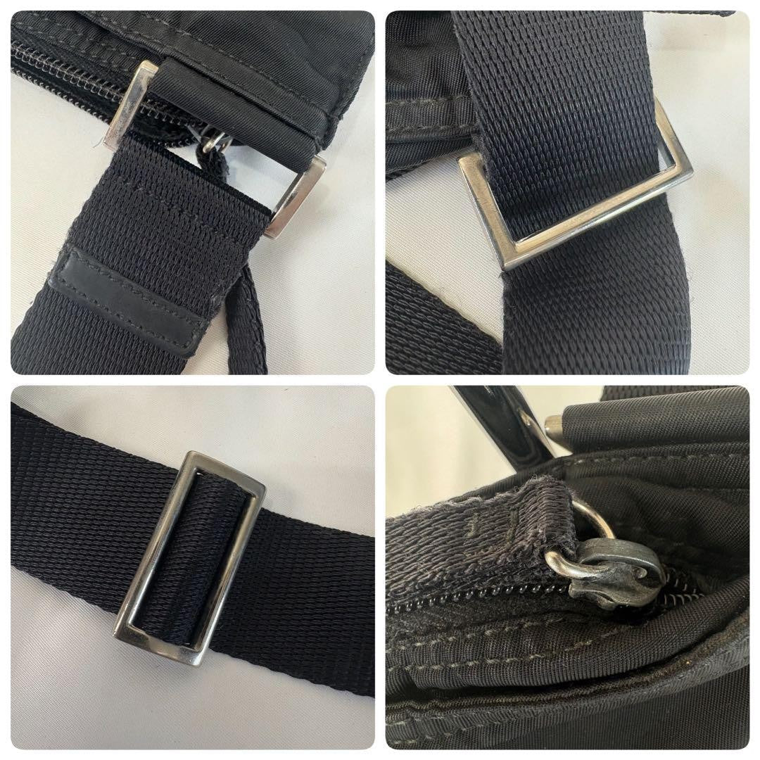 PRADA Shoulder Bag Purse Logo Nylon Black Authentic