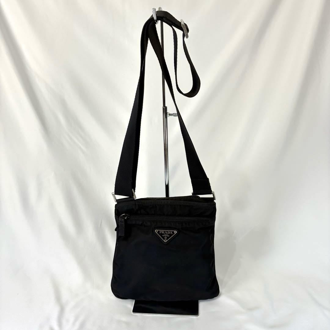 PRADA Shoulder Bag Purse Logo Nylon Black Authentic