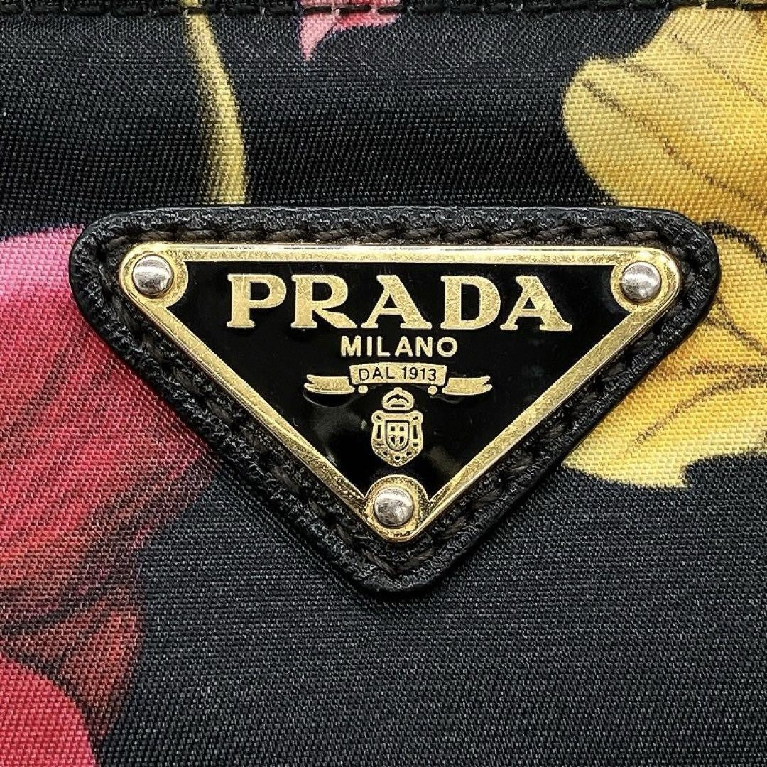 PRADA Hand Shoulder Bag Tote Purse 2way Logo Nylon Black Multicolor Authentic