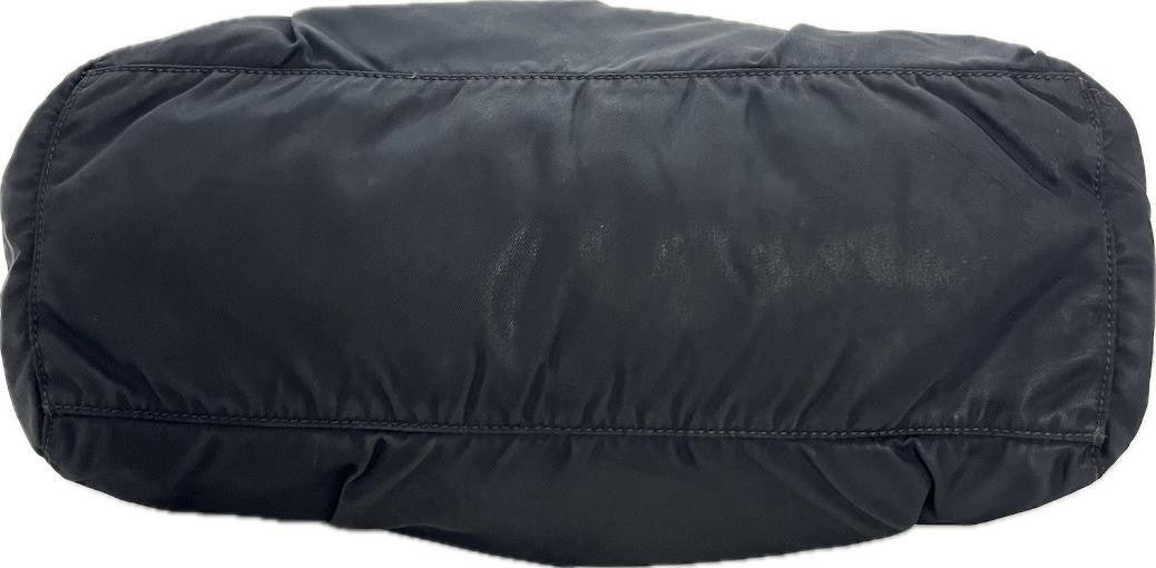 PRADA Hand Bag Tote Purse Logo Nylon Leather Black Authentic