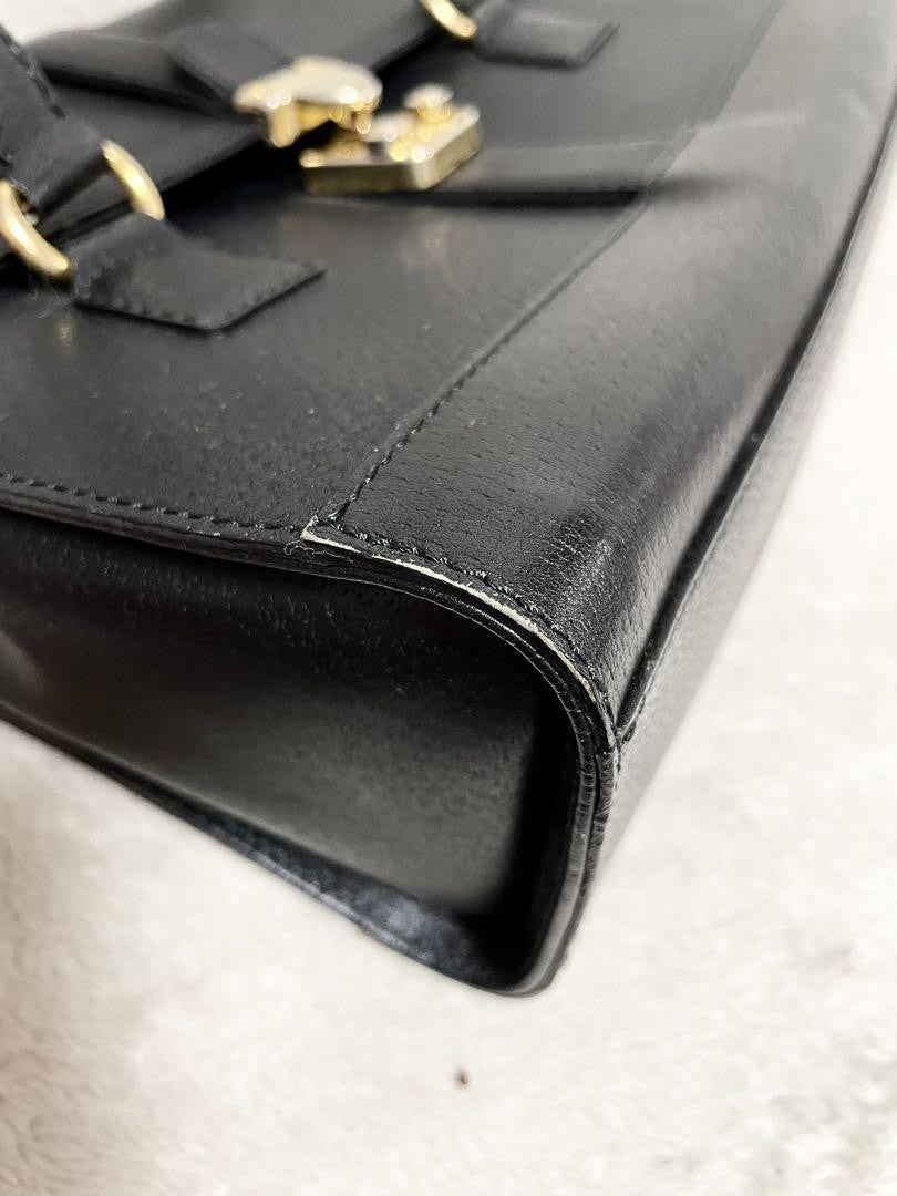 Valentino Garavani Hand Bag Tote Purse Logo Leather Black Authentic