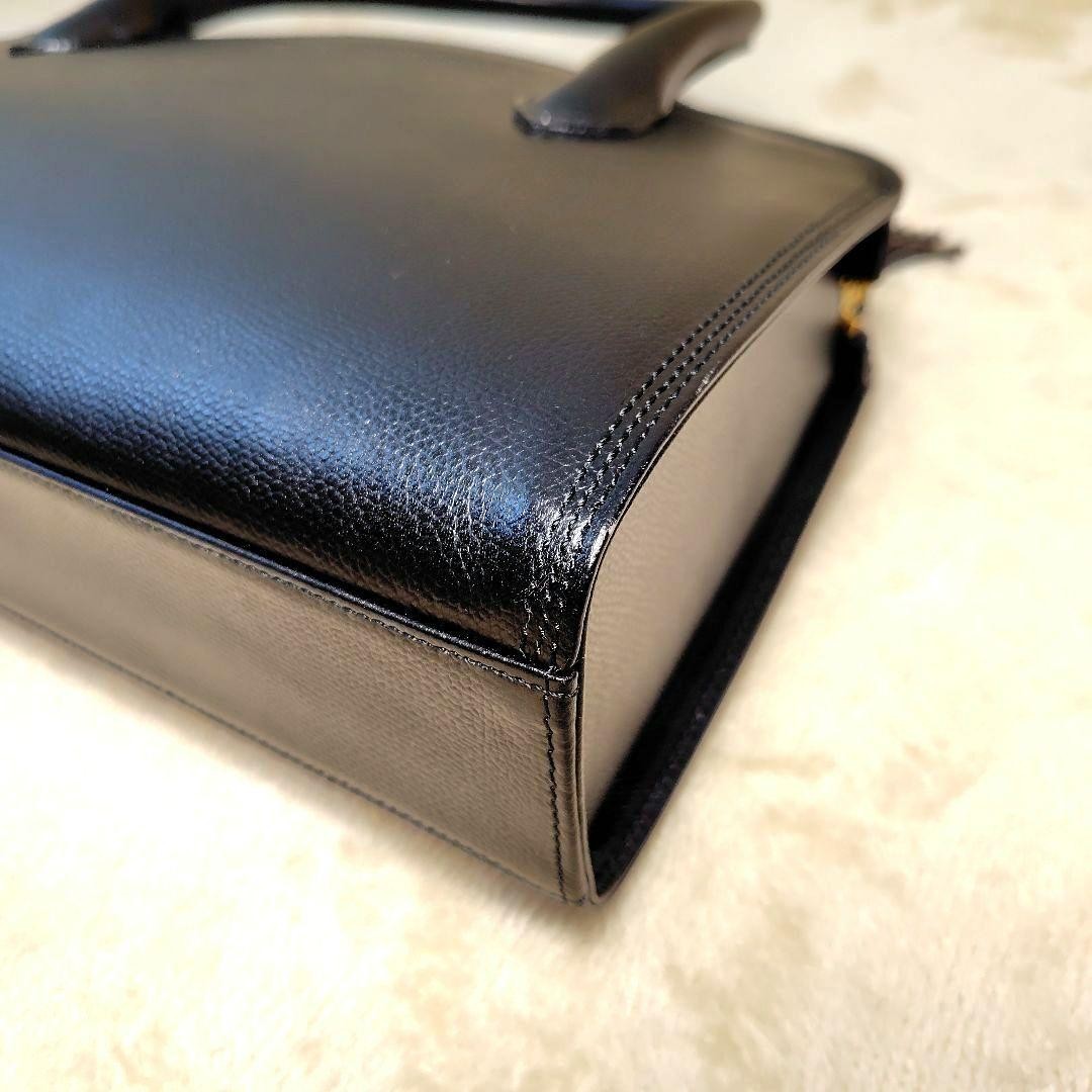 Valentino Garavani Hand Bag Tote Purse Logo Leather Black Authentic