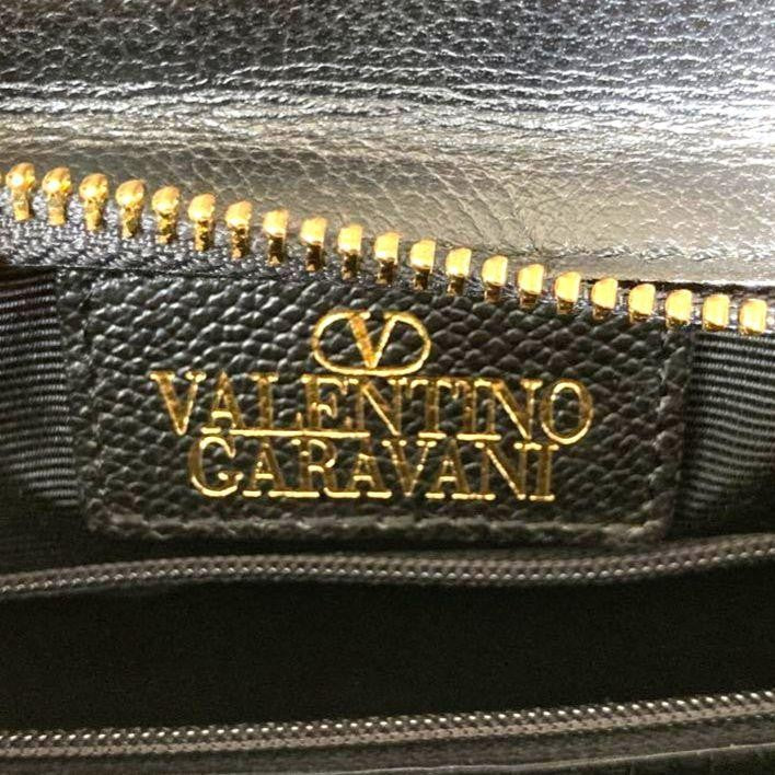 Valentino Garavani Hand Bag Tote Purse Logo Leather Black Authentic