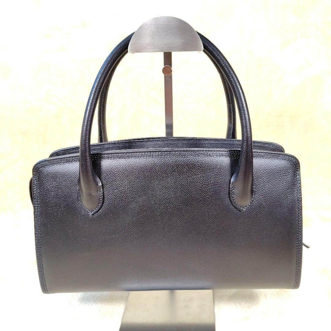 Valentino Garavani Hand Bag Tote Purse Logo Leather Black Authentic