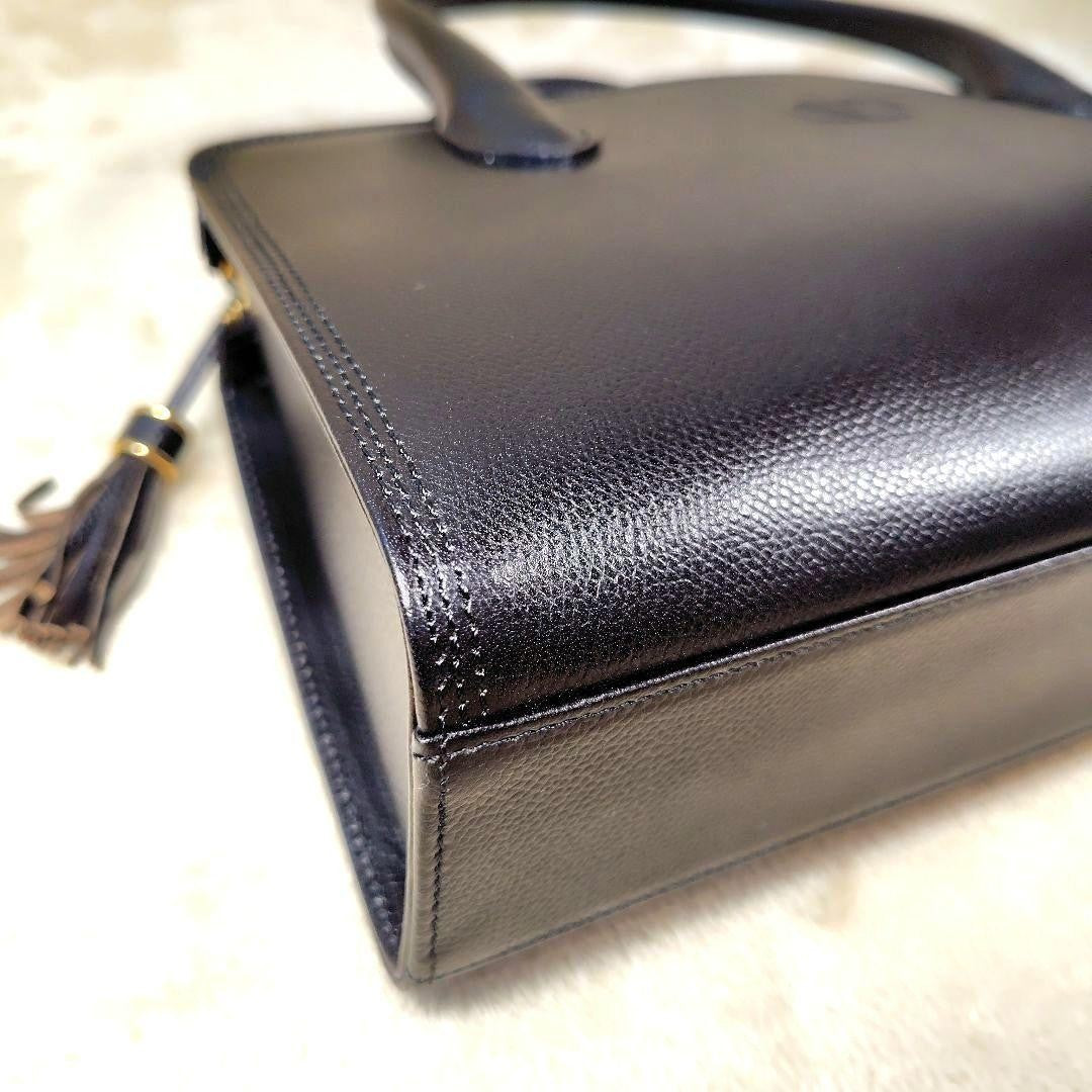 Valentino Garavani Hand Bag Tote Purse Logo Leather Black Authentic