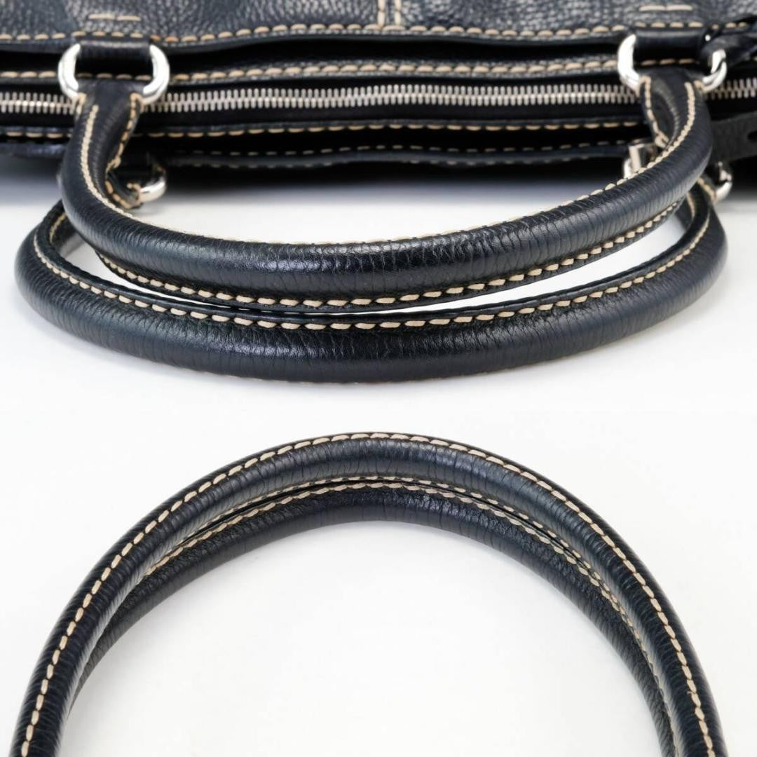 TOD'S Hand Bag Tote Purse Leather Black Authentic