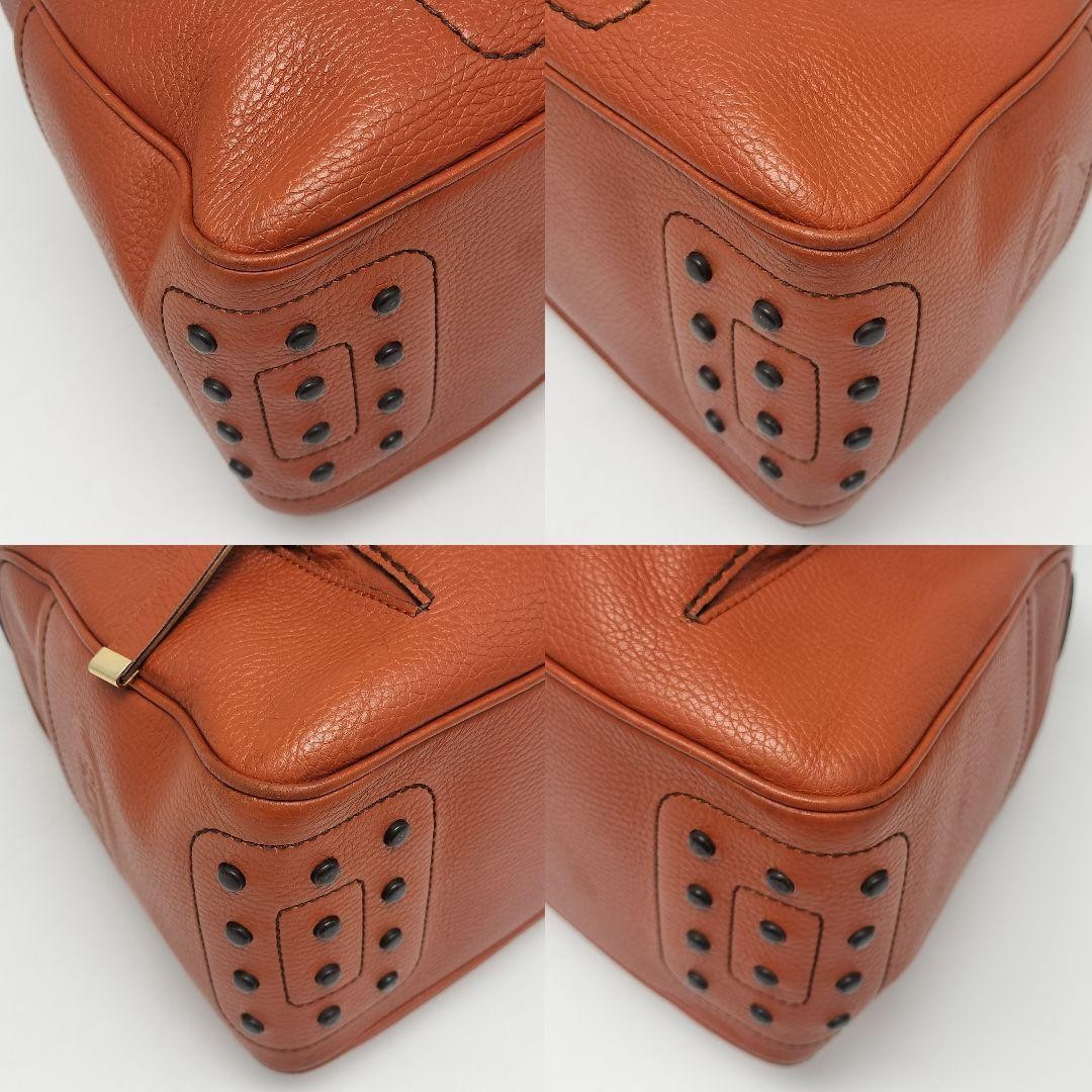 TOD'S Shoulder Bag Purse Leather Carrot Orange Authentic