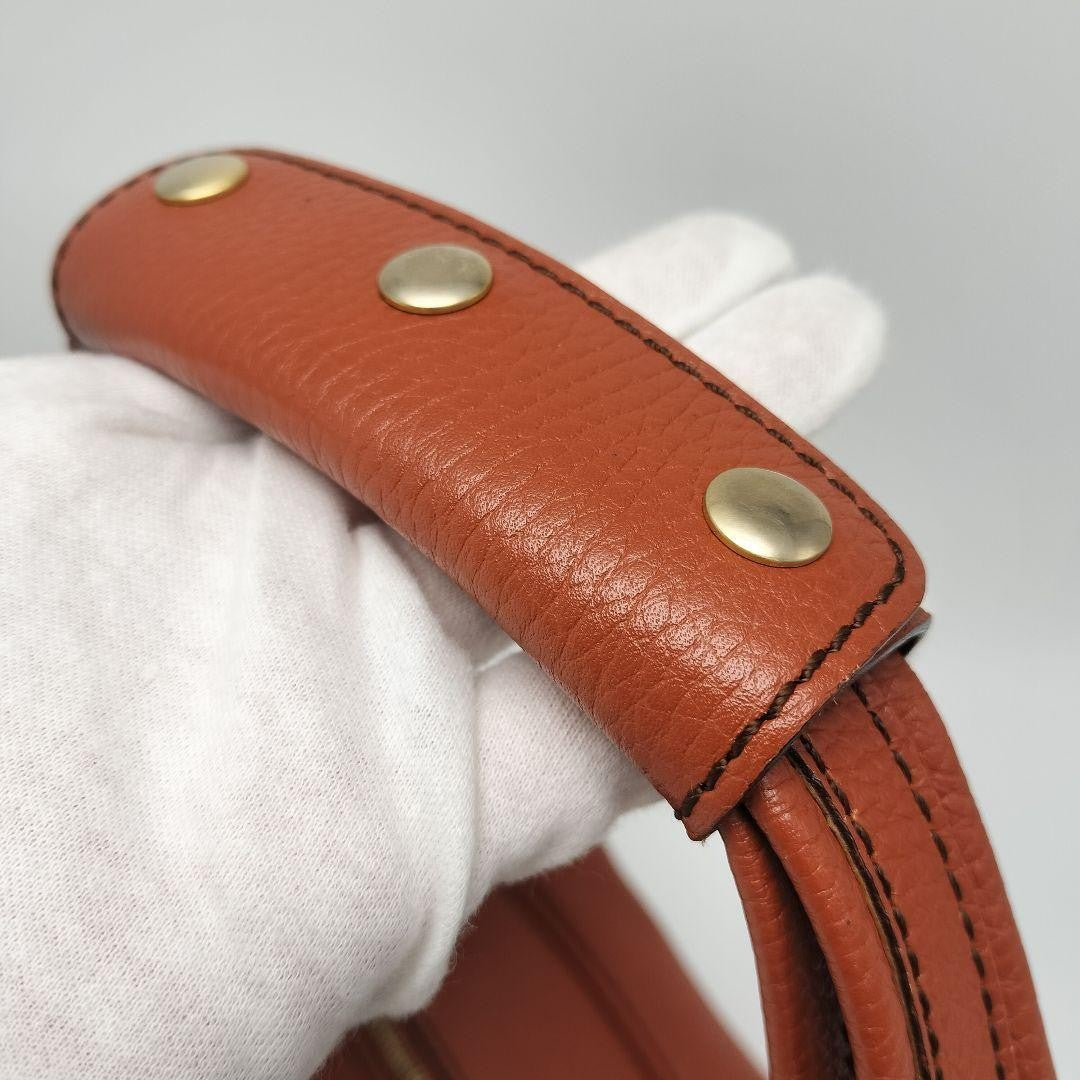 TOD'S Shoulder Bag Purse Leather Carrot Orange Authentic