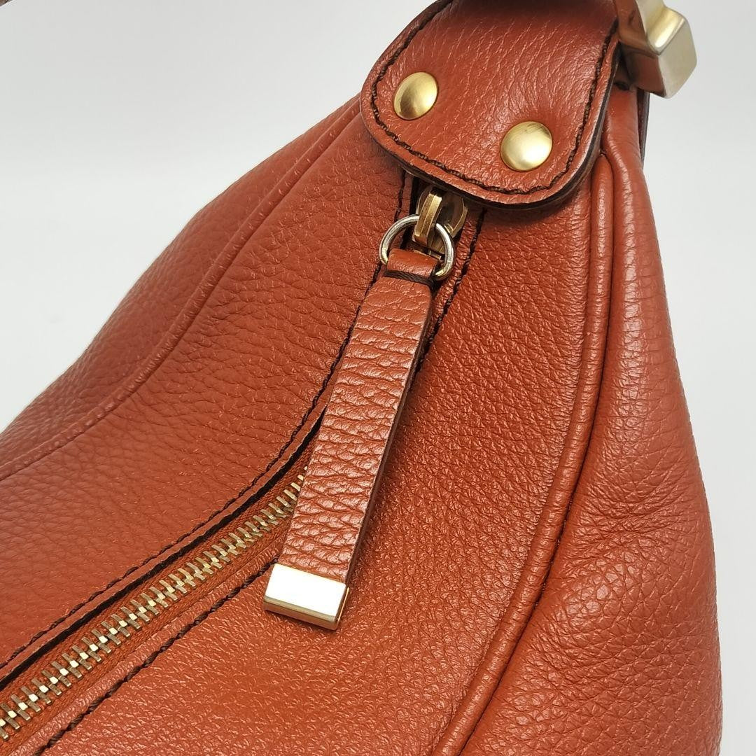 TOD'S Shoulder Bag Purse Leather Carrot Orange Authentic