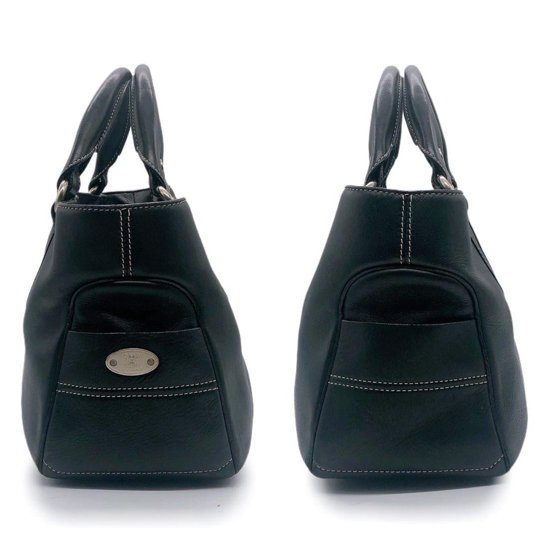 CELINE Hand Bag Tote Purse Leather Black Authentic