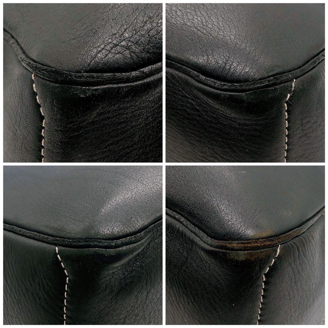 CELINE Hand Bag Tote Purse Leather Black Authentic