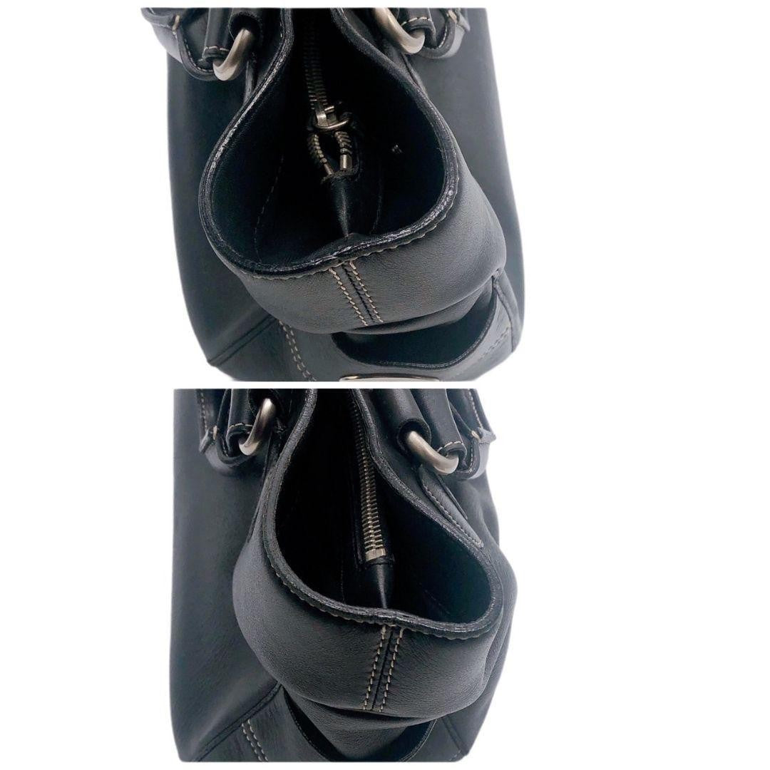 CELINE Hand Bag Tote Purse Leather Black Authentic