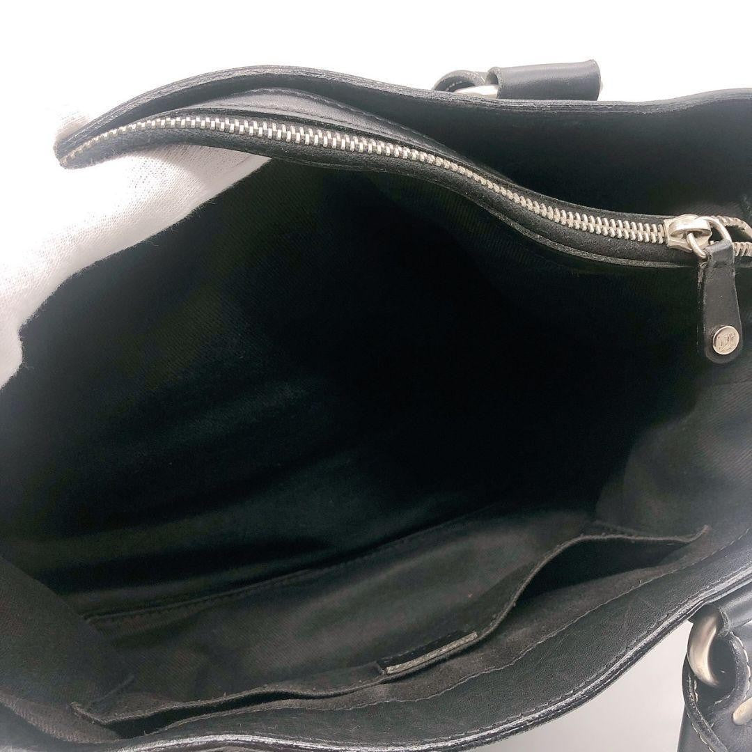 CELINE Hand Bag Tote Purse Leather Black Authentic